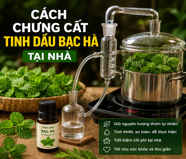 Cách chưng cất tinh dầu bạc hà tại nhà
