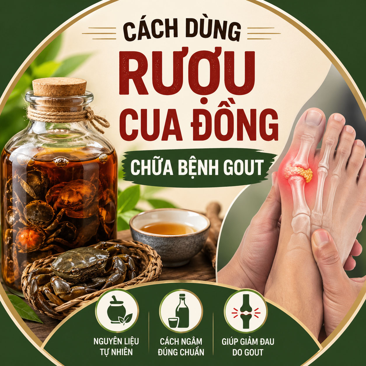 Xôn xao cách dùng rượu cua đồng chữa bệnh gout