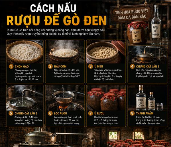 Tìm hiểu cách nấu rượu Đế Gò Đen và tham quan làng rượu mỹ tửu