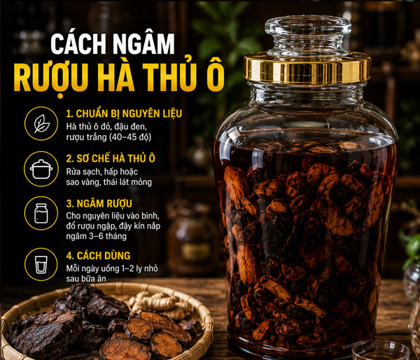 Cách ngâm rượu Hà thủ ô và những lưu ý khi dùng