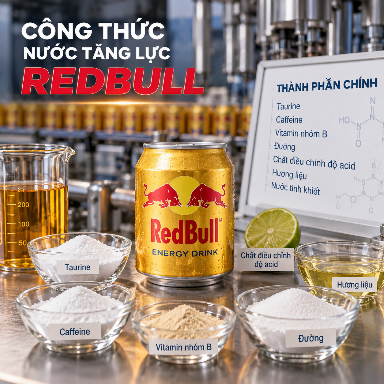Khám Phá Công Thức Sản Xuất Nước Tăng Lực Red bull, Sting