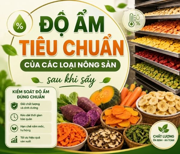 Bảng Độ Ẩm Tiêu Chuẩn Của Các Loại Nông Sản Sau Khi Sấy