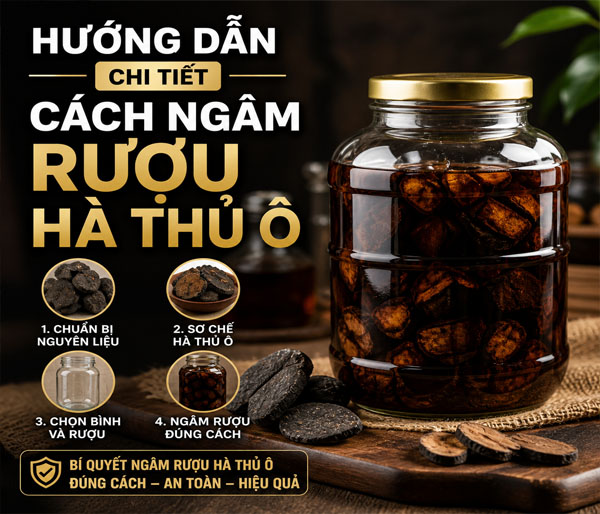 Hướng dẫn chi tiết cách ngâm rượu hà thủ ô