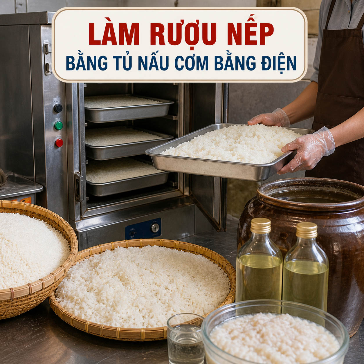 Công thức làm rượu nếp trắng thơm ngon bằng tủ nấu cơm bằng điện