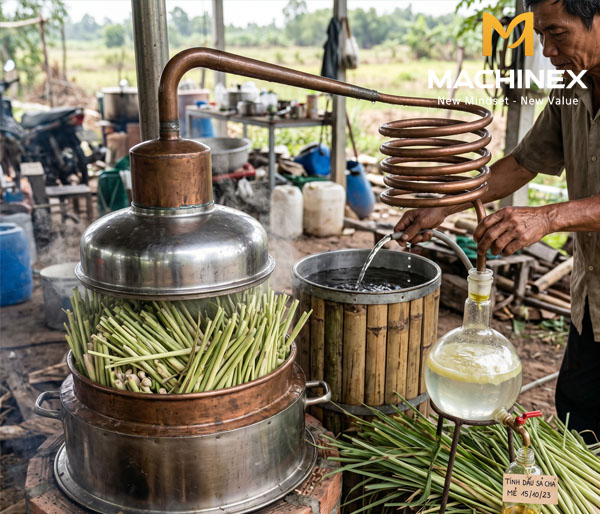 Quy trình, hệ thống chưng cất tinh dầu sả diễn ra như thế nào?
