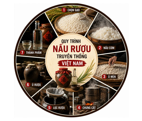 Quy trình nấu rượu truyền thống Việt Nam