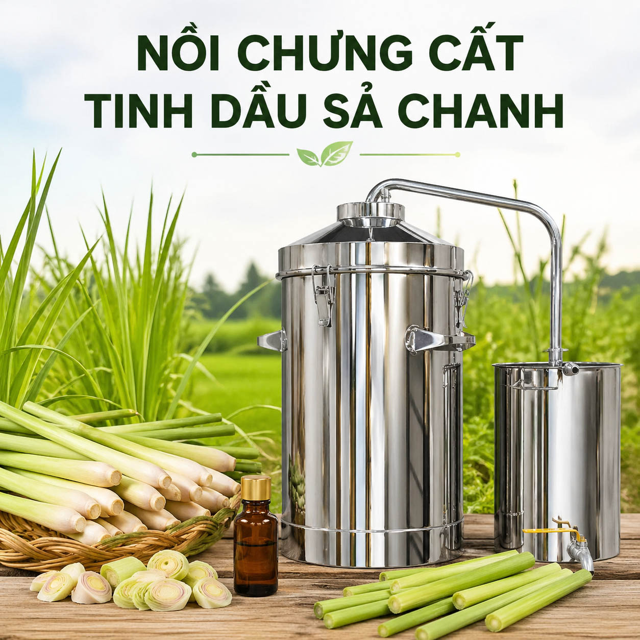 Sử dụng nồi chưng cất tinh dầu sả chanh nguyên chất tại nhà