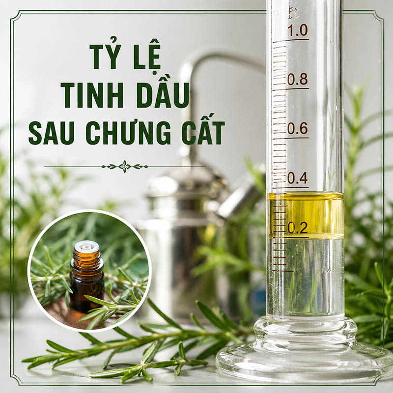 Tỷ lệ tinh dầu thu được khi chưng cất