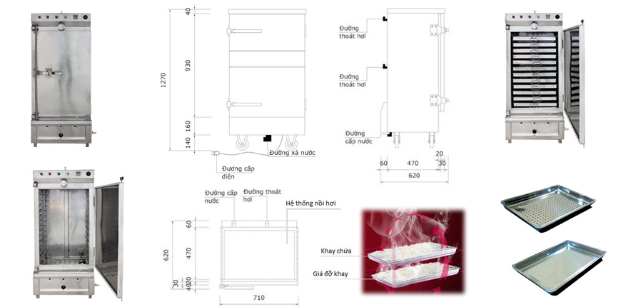 Cấu tạo tủ hấp cơm công nghiệp