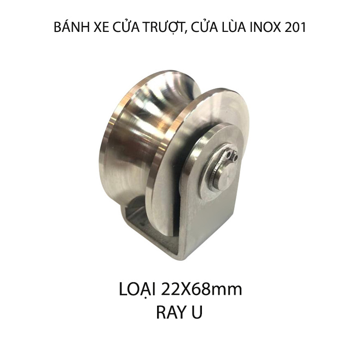 Bộ bánh xe cho cửa cổng trượt, cửa lùa bằng inox 201, loại 22x68mm, Hình U, V, H tùy chọn