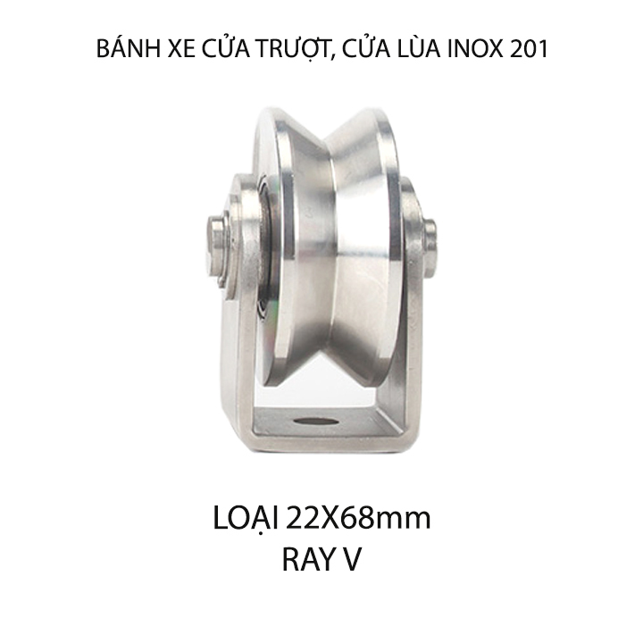Bộ bánh xe cho cửa cổng trượt, cửa lùa bằng inox 201, loại 22x68mm, Hình U, V, H tùy chọn