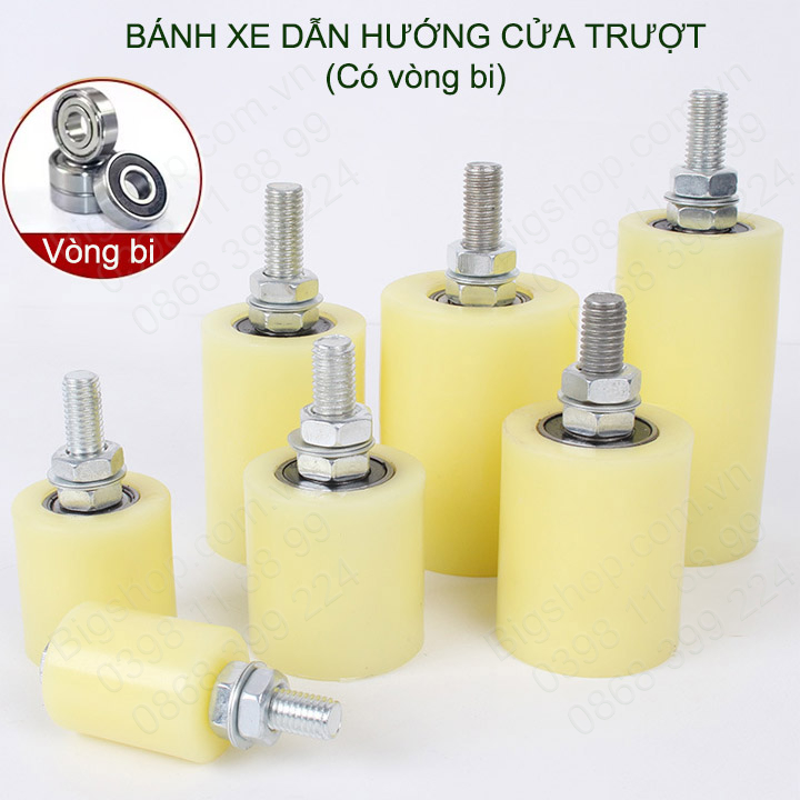 01 Bánh xe dẫn hướng cửa trượt, thân bằng nhựa PP, lõi thép có vòng bi