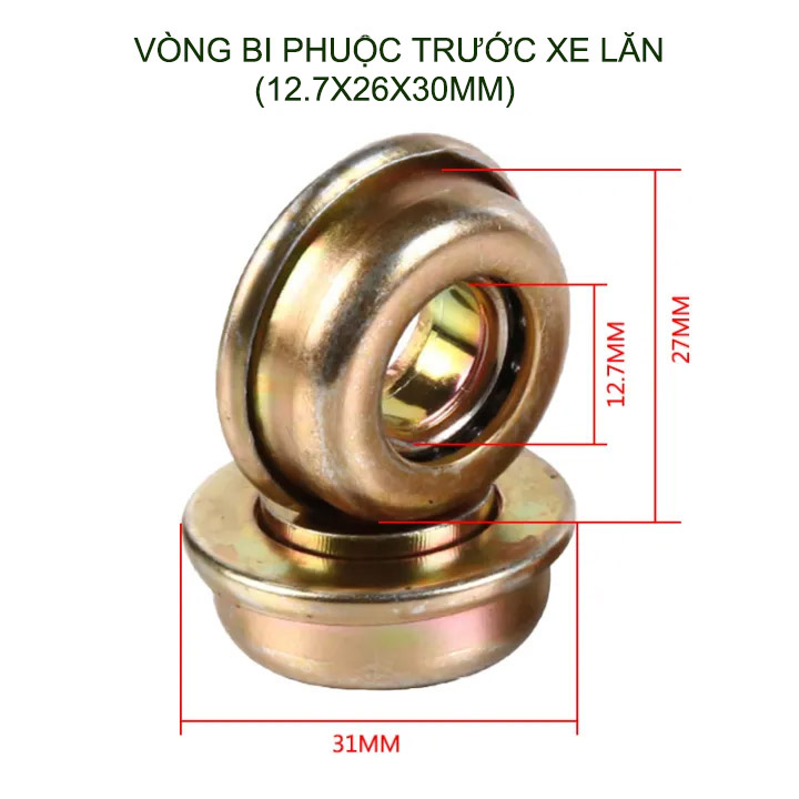 (Phụ kiện) Bộ 4 vòng bi phuộc trước xe lăn trục 12.7mm
