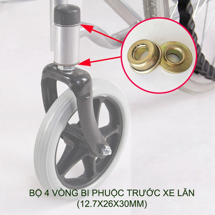 (Phụ kiện) Bộ 4 vòng bi phuộc trước xe lăn trục 12.7mm