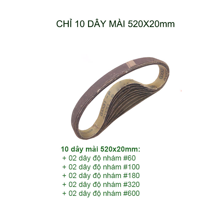 Bộ chuyển đổi máy mài góc trục D10mm-D14mm thành máy mài dây kèm 2 dây mài 520x20mm hoặc chỉ 10 dây mài