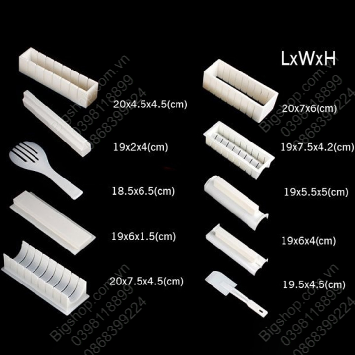 Bộ dụng cụ làm Sushi 10 món bằng nhựa ABS, giúp dễ dàng tự làm Sushi