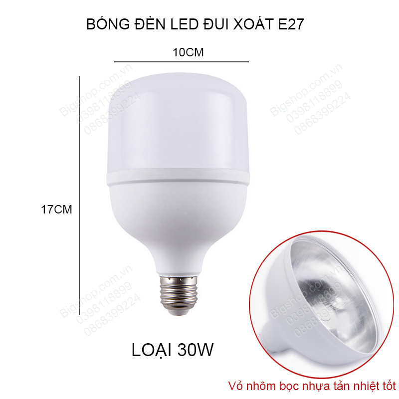 Bóng đèn led búp Bulb đui xoáy E27. Loại 20W-30W-40W-50W tùy chọn