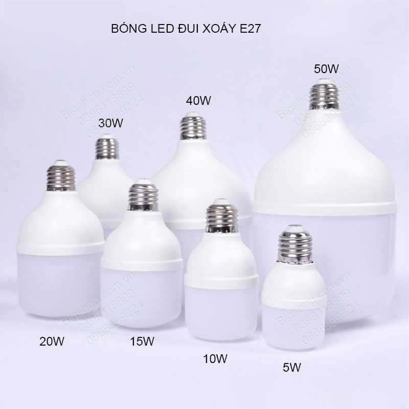 Bóng đèn led búp Bulb đui xoáy E27. Loại 20W-30W-40W-50W tùy chọn