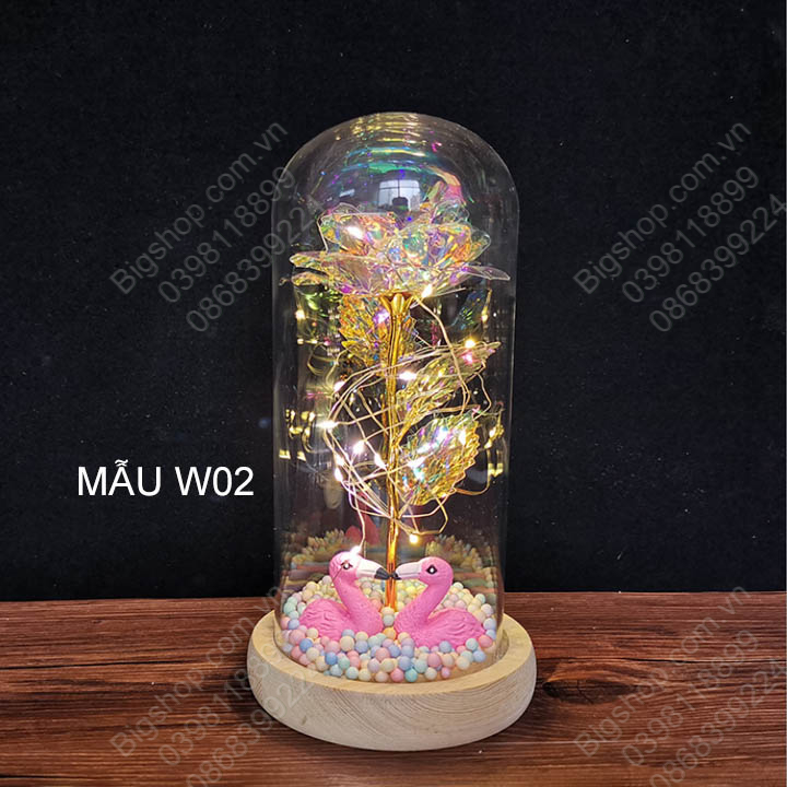 Hoa hồng trong vòm kính có đèn LED, Quà tặng lưu niệm, Quà tặng Valentine
