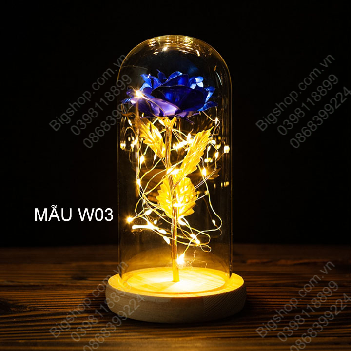 Hoa hồng trong vòm kính có đèn LED, Quà tặng lưu niệm, Quà tặng Valentine