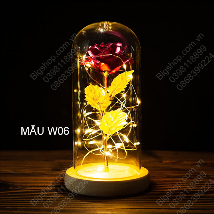Hoa hồng trong vòm kính có đèn LED, Quà tặng lưu niệm, Quà tặng Valentine