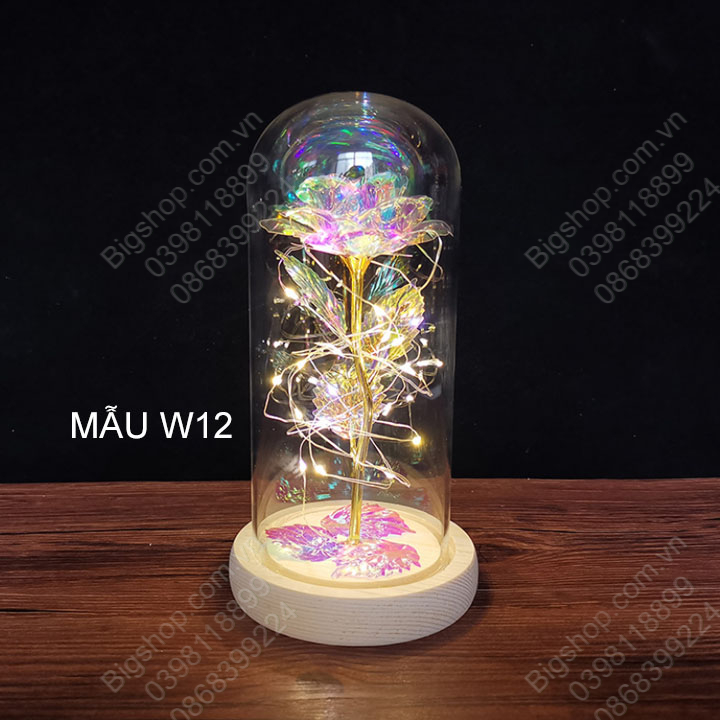 Hoa hồng trong vòm kính có đèn LED, Quà tặng lưu niệm, Quà tặng Valentine
