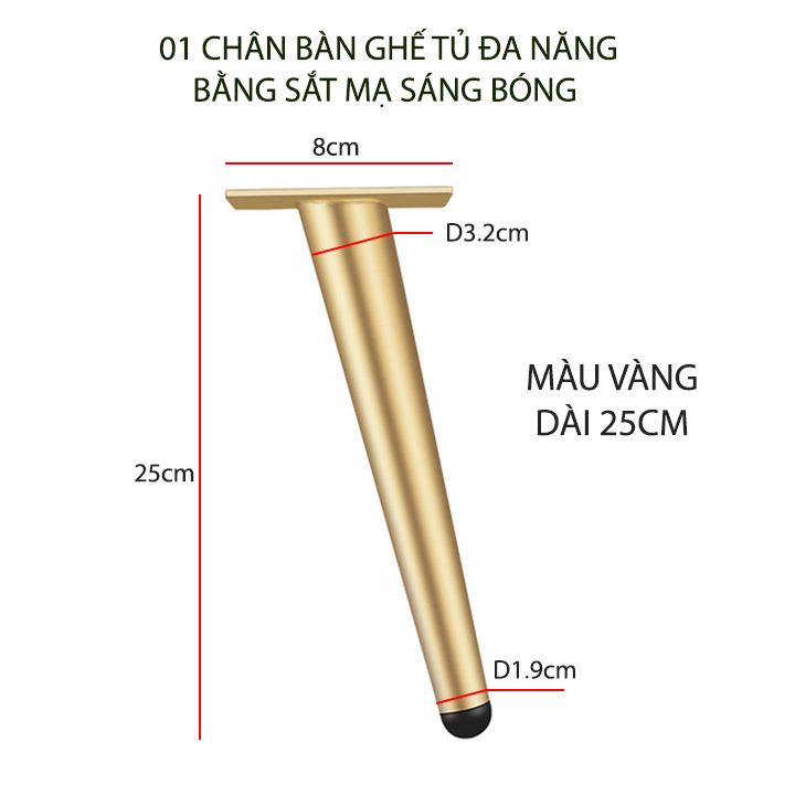 01 Chân bàn ghế sofa bằng thép mạ chống gỉ, loại xiên chịu tải trọng 300kg