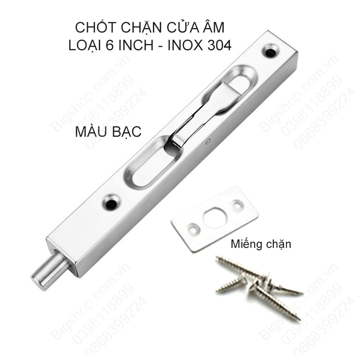 Chốt chặn cửa âm bằng inox 304, loại 6 inch, chặn cát-chặn bụi bẩn âm ...