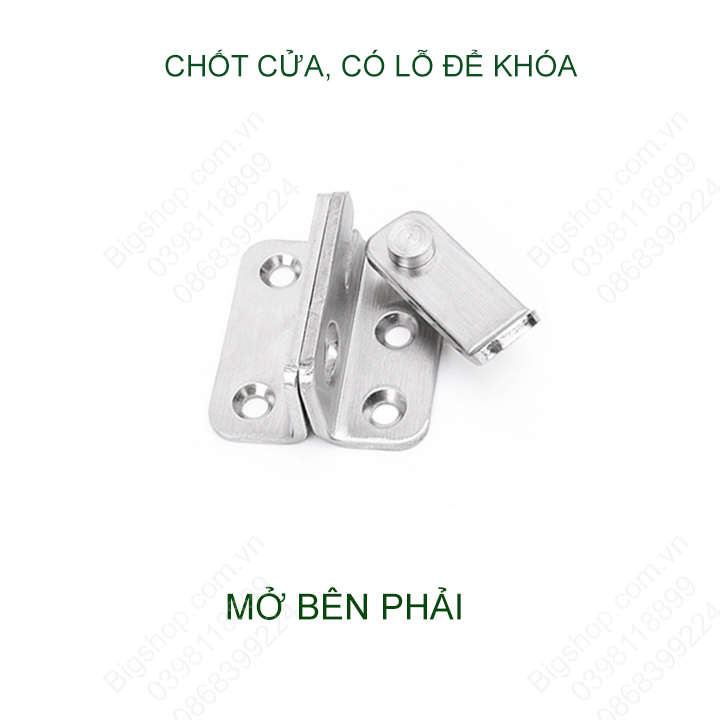 Chốt cửa bằng inox 304, loại có lỗ để khóa chống trộm, mở bên trái hoặc phải tùy chọn