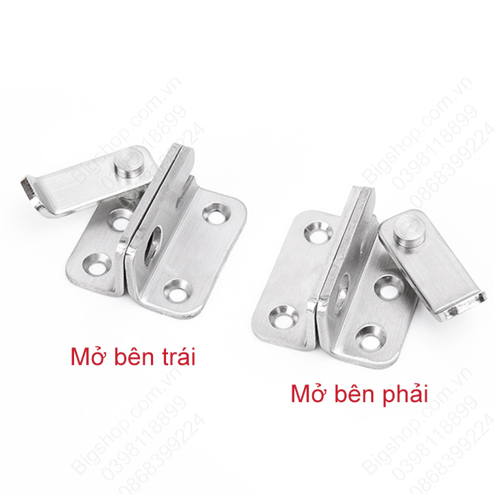Chốt cửa bằng inox 304, loại có lỗ để khóa chống trộm, mở bên trái hoặc phải tùy chọn