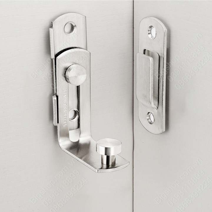 Bộ chốt cài cửa trượt, cửa lùa góc 90 độ làm bằng inox 201 không gỉ