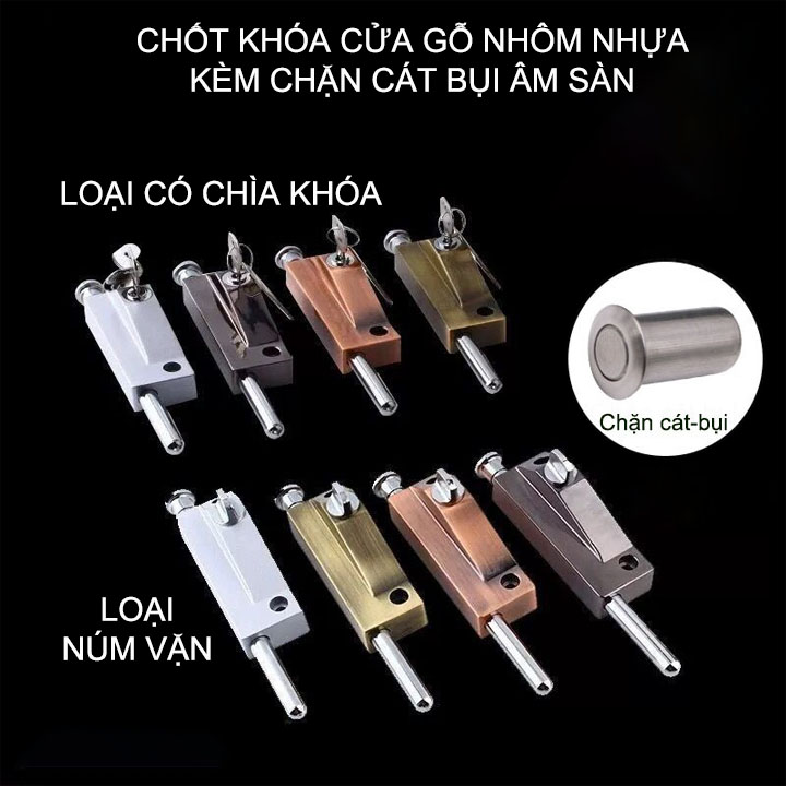 Chốt chặn cửa bằng hợp kim chắc chắn kèm đầu chặn cát, bụi bẩn âm sàn (loại có chìa khóa hoặc núm vặn tùy chọn)