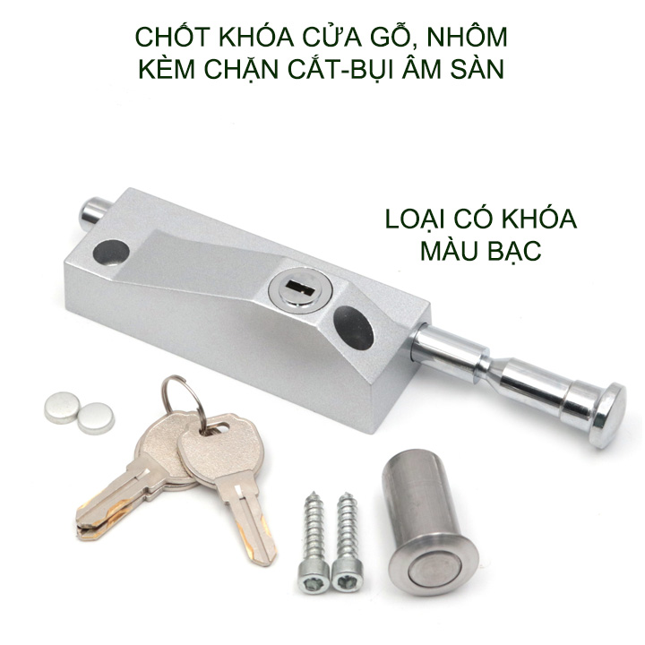 Chốt chặn cửa bằng hợp kim chắc chắn kèm đầu chặn cát, bụi bẩn âm sàn (loại có chìa khóa hoặc núm vặn tùy chọn)