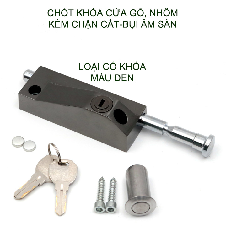 Chốt chặn cửa bằng hợp kim chắc chắn kèm đầu chặn cát, bụi bẩn âm sàn (loại có chìa khóa hoặc núm vặn tùy chọn)