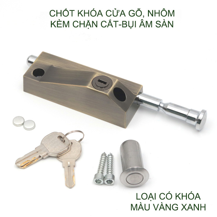 Chốt chặn cửa bằng hợp kim chắc chắn kèm đầu chặn cát, bụi bẩn âm sàn (loại có chìa khóa hoặc núm vặn tùy chọn)