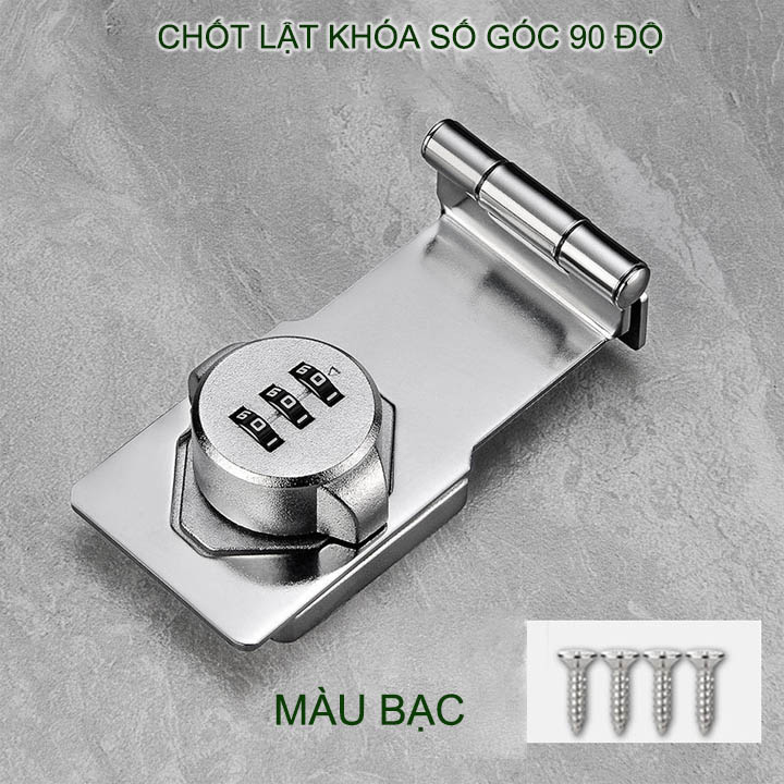Chốt lật có khóa số góc 90 độ cho cửa, hòm, tủ, ngăn kéo bàn, bằng thép mạ chống gỉ