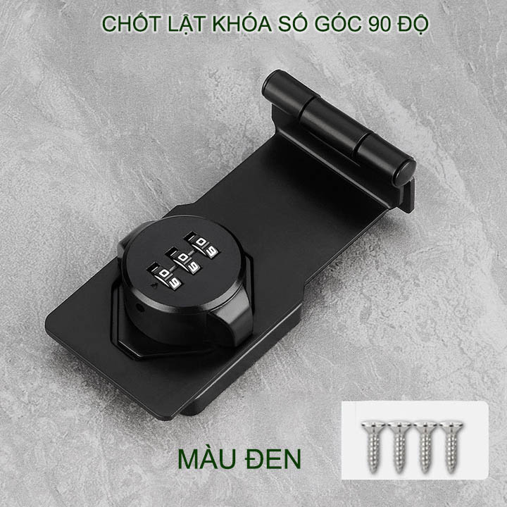 Chốt lật có khóa số góc 90 độ cho cửa, hòm, tủ, ngăn kéo bàn, bằng thép mạ chống gỉ