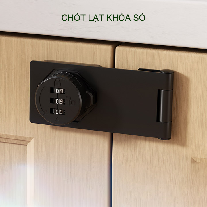 Chốt lật có khóa số cho cửa, hòm, tủ, ngăn kéo bàn, bằng thép mạ chống gỉ