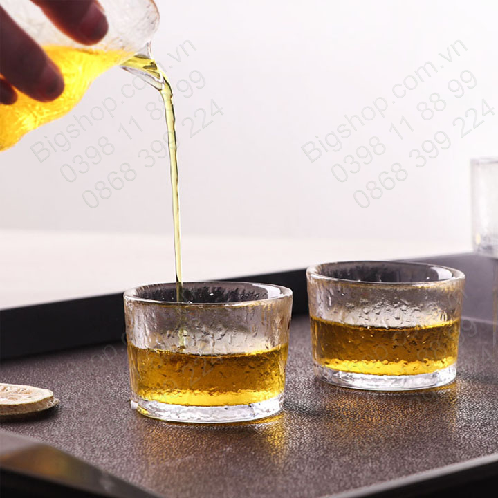 Ly tách uống trà cà phê 50ml bằng thủy tinh chịu nhiệt, sần theo phong cách Nhật Bản