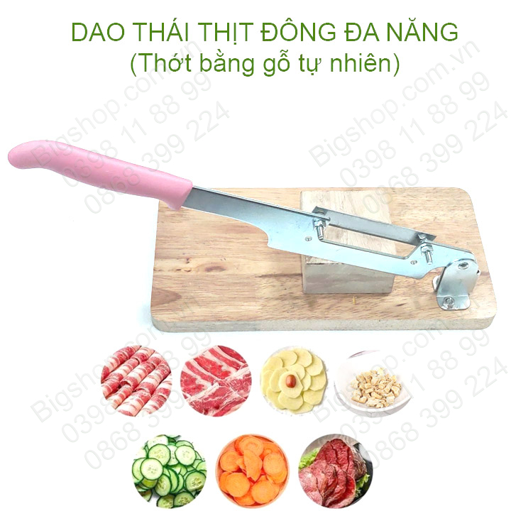 Dao thái thịt đông lạnh, thái đồ đa năng thành lát mỏng, đế gỗ tự nhiên