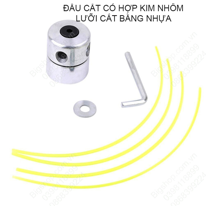 Đầu cắt cỏ bằng hợp kim nhôm, dùng dây nhựa làm lưỡi cắt cỏ