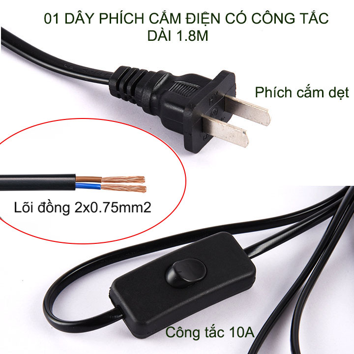 01 Dây phích cắm có công tắc, dài 1.8m