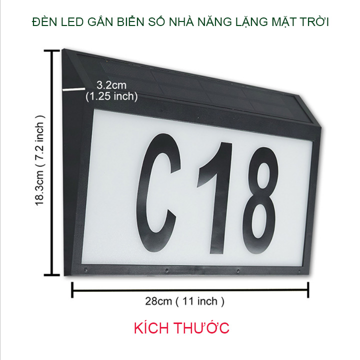 Hộp đèn led gắn biển số nhà năng lượng mặt trời, tự động bật tắt khi trời tối