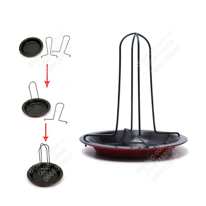 Giá để gà nướng, quay thẳng đứng bằng thép carbon với khay chống dính