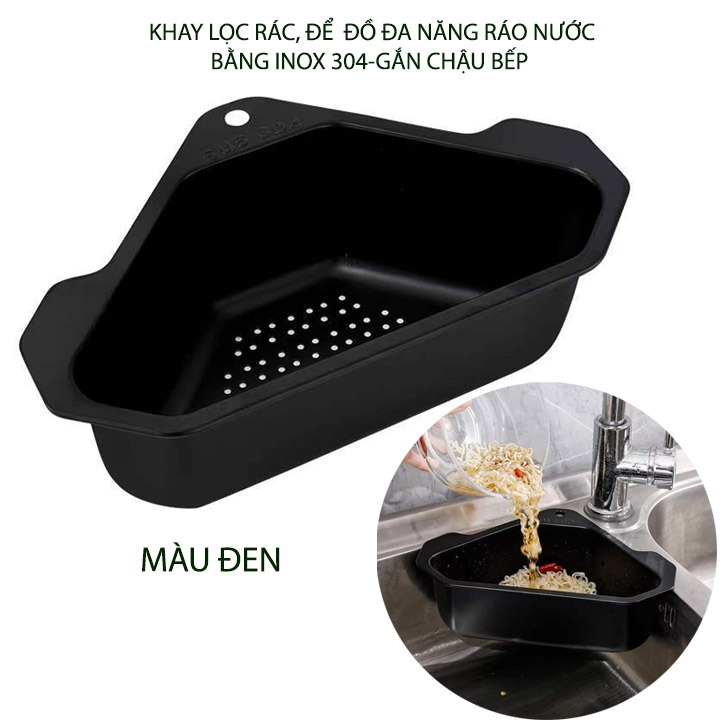 Khay lọc rác lọc đồ thừa gác chậu rửa bát bằng inox 304