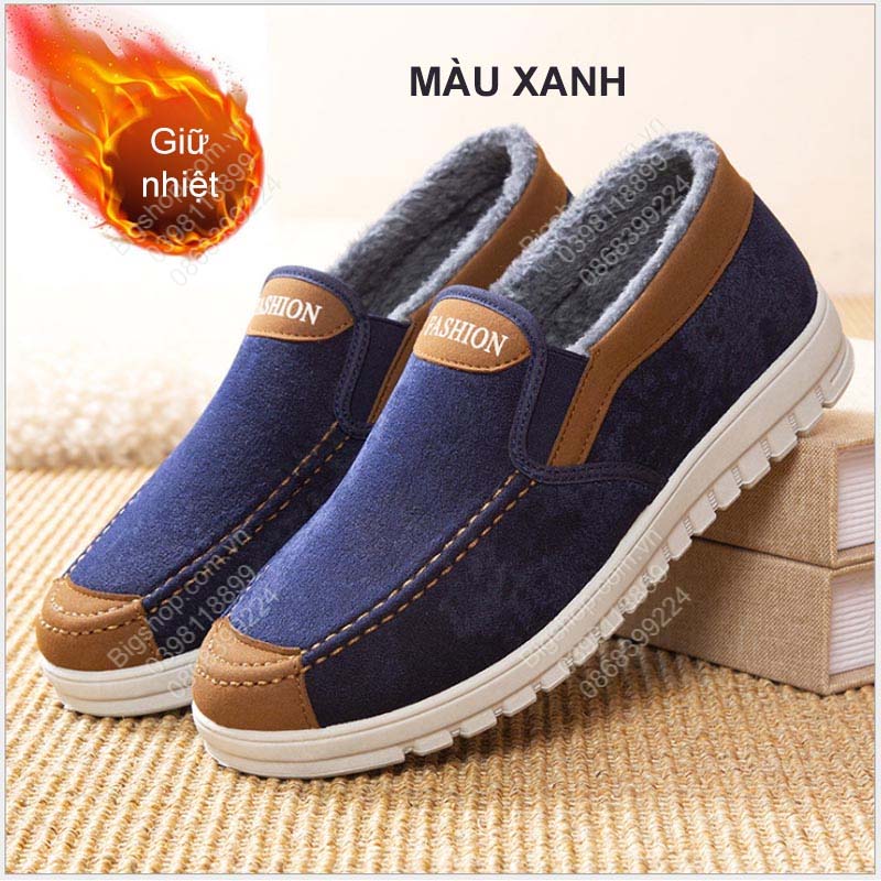 Giày lười giữ nhiệt nam với lớp bông giữ nhiệt bên trong, loại tốt