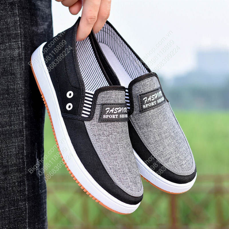 Giày lười vải nam mẫu mới, cao cấp, vải canvas êm thoáng khí và rất bền