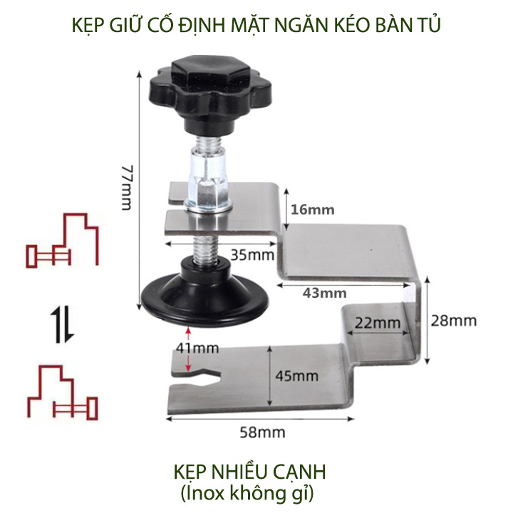 Kẹp giữ cố định ngăn kéo bàn tủ, bằng hợp kim chắc chắn