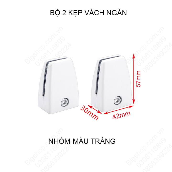 Bộ 2 kẹp vách ngăn K1 bằng hợp kim nhôm hoặc nhựa tùy chọn