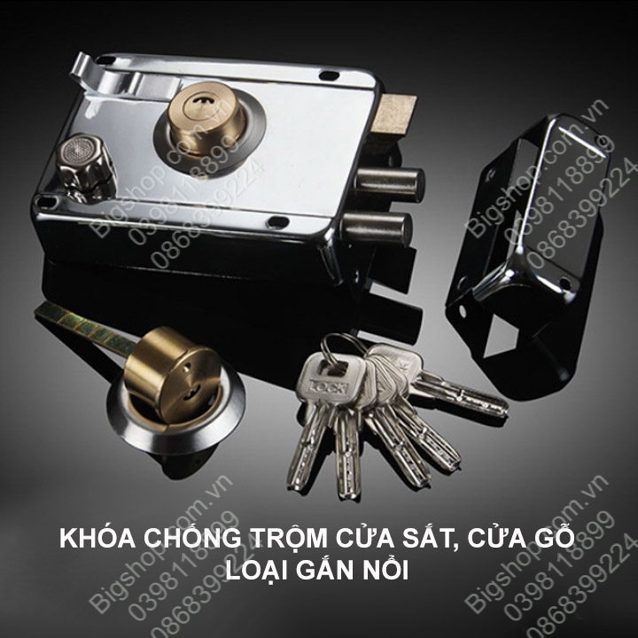 Khóa chống trộm cửa sắt, cửa gỗ gắn nổi L01